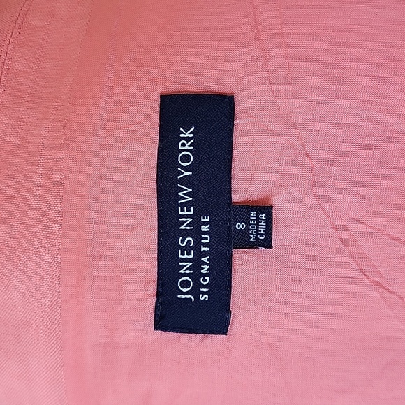 Jones New York Peach Linen Belted Wrap Dress, Size 8 - Picture 14 of 17